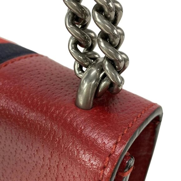 Auth GUCCI Dionysus 421970 Red Navy Leather Shoulder Bag - Picture 10 of 15